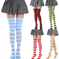 plus size overknee socks color striped socks thigh socks womens thigh socks breathable over knee cotton socks lolita socks
