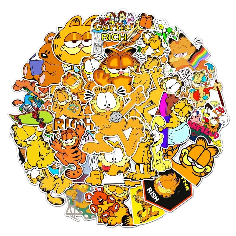 

Japanese Cartoon Anime Garfield Cat Stickers For Phone Case Fridge Scrapbook Decal Waterproof Graffiti Sticker for Kids Toys