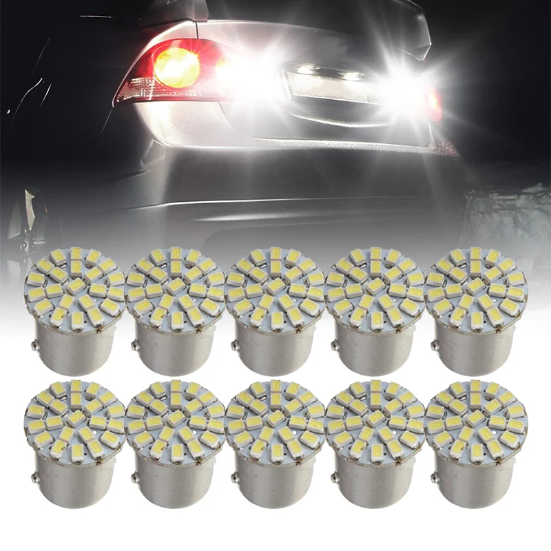 

10x 1156 1157 P21W Ba15s Led Auto Front DRL Lamp Parking Backup Turn Signal Rear Taillights White 12v for Honda Civic Accord CRV