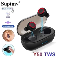 tws y50 bluetooth earphones wireless headsets noise reduction touch control earbuds stereo sport waterproof headphones with mic