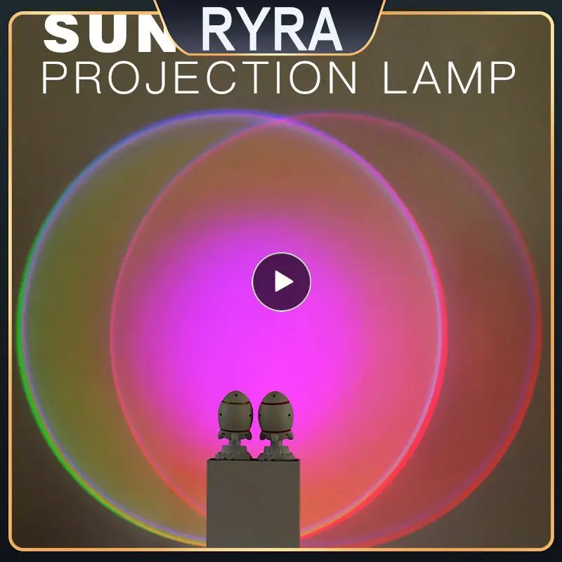 

Rocket Rainbow Sunsets Projection Light Led Atmosphere Night Table Lamp Home Bedroom Bar Wall Decoration Lighting Child Gifts