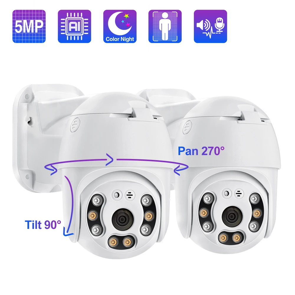 IP-камера Techage HD 5 Мп POE уличная умная камера PTZ с обнаружением людей двухсторонней