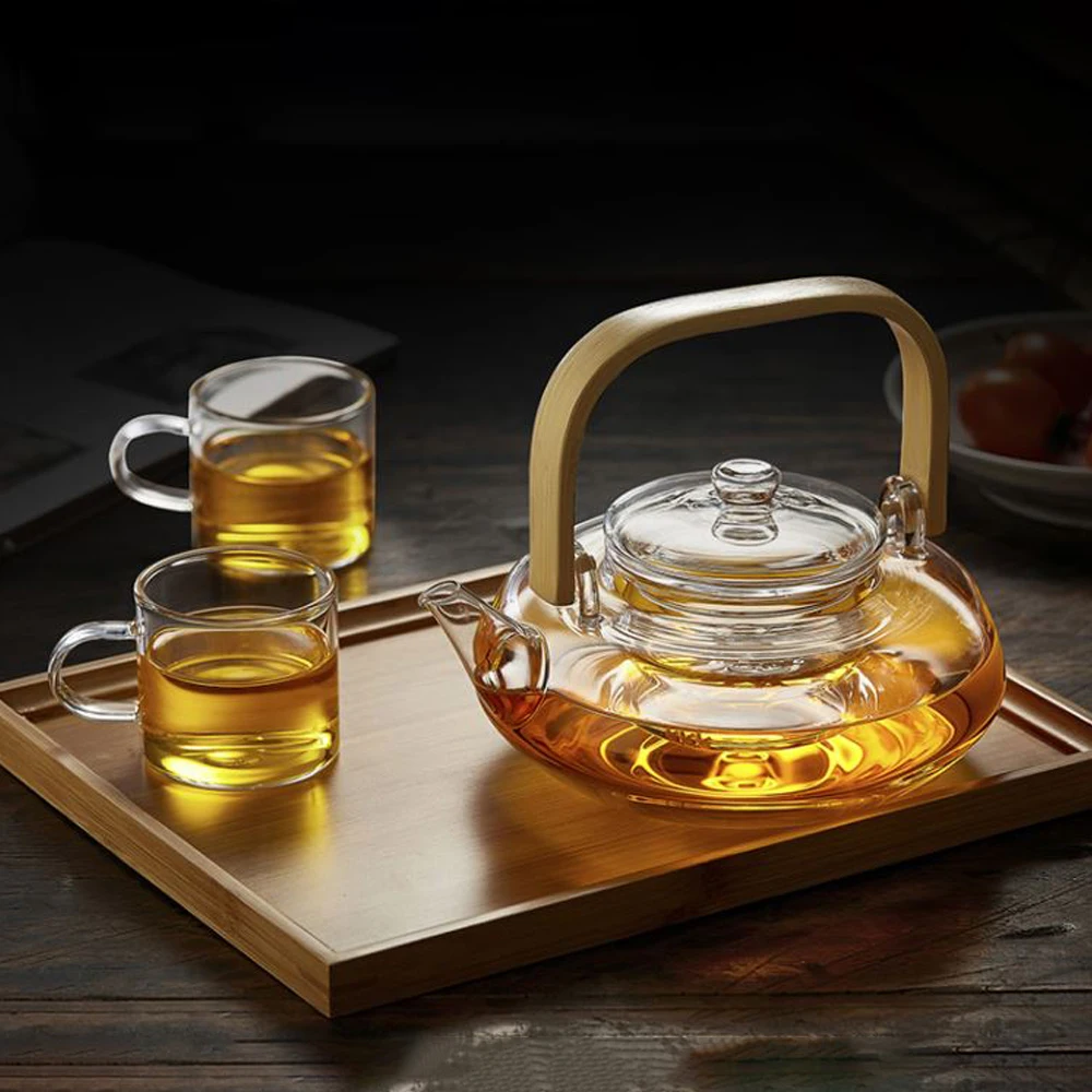 

Handle 800ml Blooming, Loose Leaf Tea Pot with Glass Strainer Safe Lid Dishwasher, Stovetop Safe Teaset Kettles