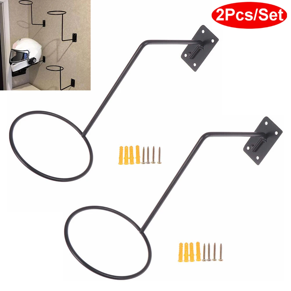 

2PCS Helmet Rack Black Steel Motorcycle Helmet Holder Hanger Rack Wall Mounted Hook Jacket Cap Hat Hooks Motorcycle Accessories