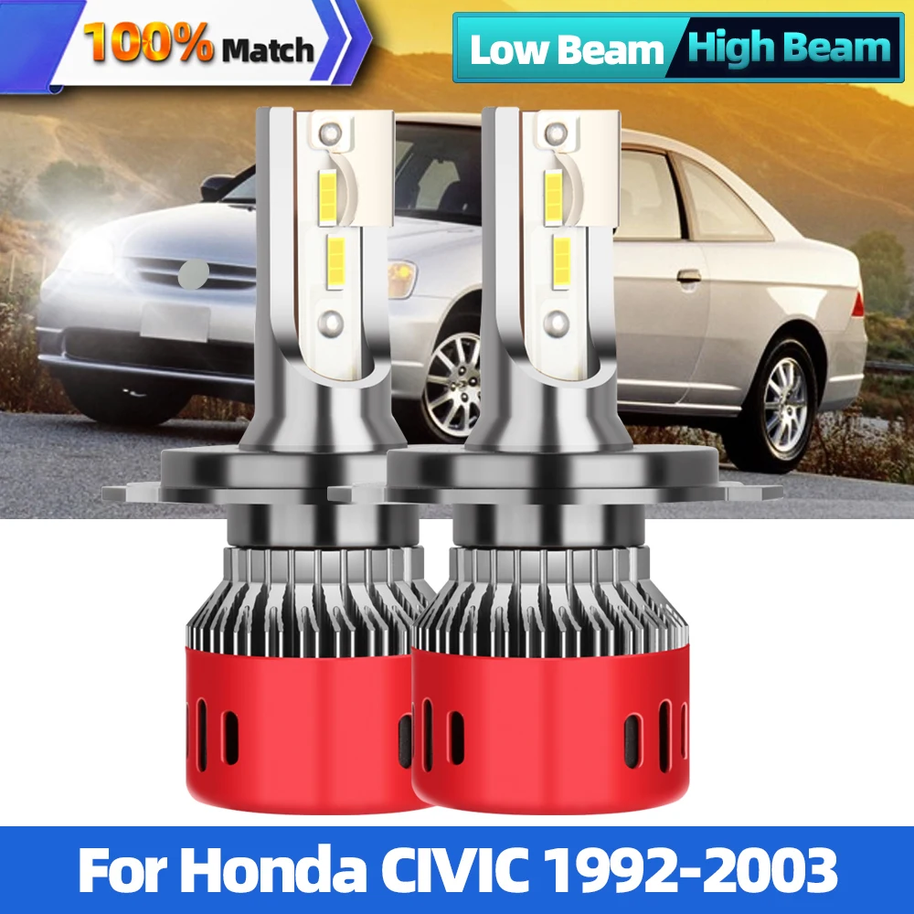 

2Pcs H4 LED Car Headlight 3570 CSP Chip 6000K White Auto Led Headlamps Bulb High Low Beam 12V For Honda CIVIC 1992-2003