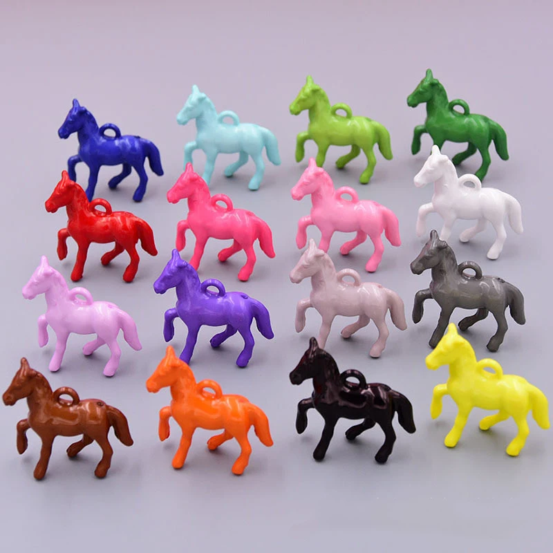 

10Pcs DIY Vividly Colorful Horses Charms Pendent for Making Cute Earrings Pendants Necklaces Jewelry Finding Accessories 42*40MM