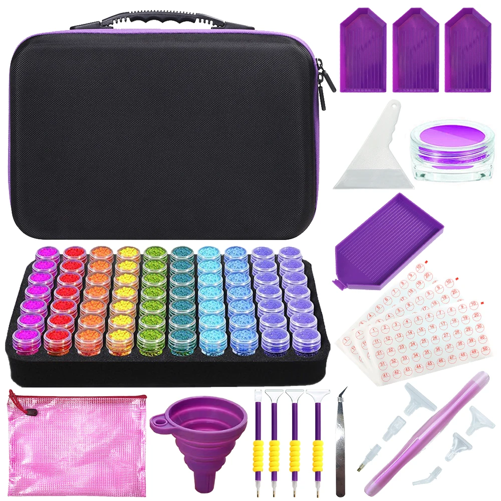 

Diamond Painting Accessories Stylus Diamond Suitcase Tools Art Tool Storage Pouches Stitch Accessory Kit Paimting Pen Light Jars