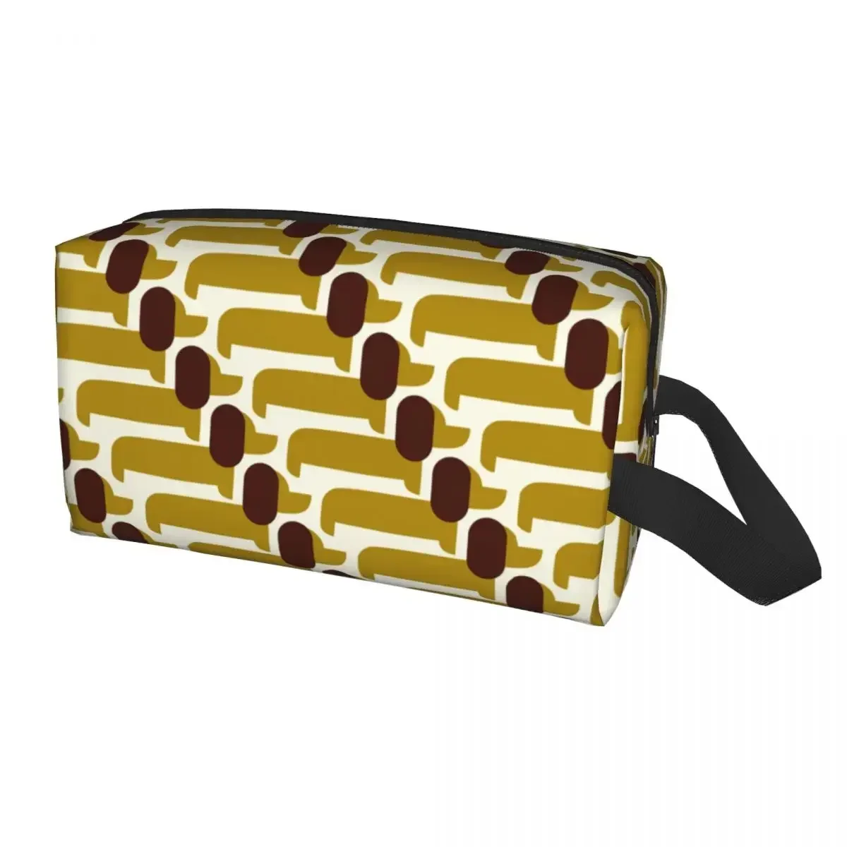 Пользовательские Orla Kiely Prints Dog Show Желтая косметичка для женщин Большая