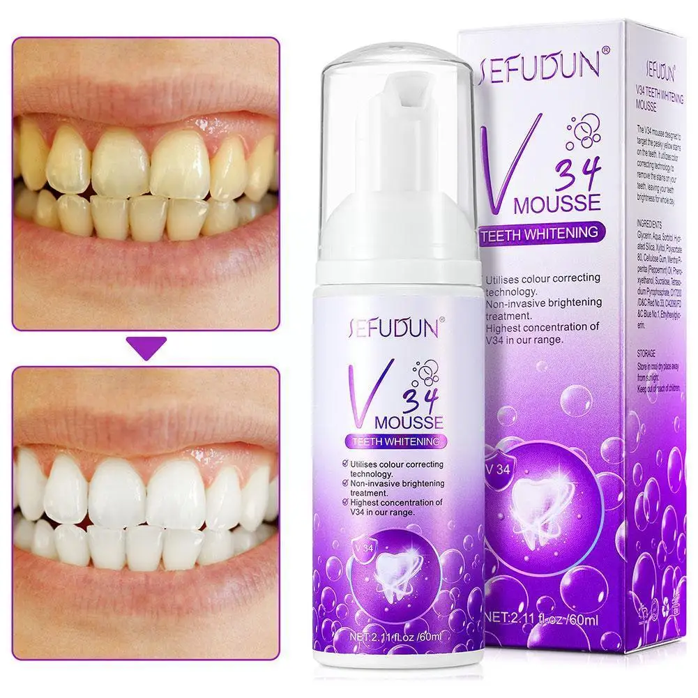 

V34 Purple Toothpaste Remove Plaque Smoke Stains Removal Brightening Oral Cleaning Whitening Oral Teeth Refreshing Odor H7M0