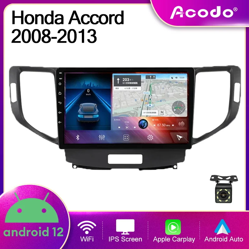 

Acodo 10''Android12 Car Radio Player For Honda Accord 2008-2013 GPS Carplay FM Steering Wheel Controls Wifi BT IPS Screen Stereo
