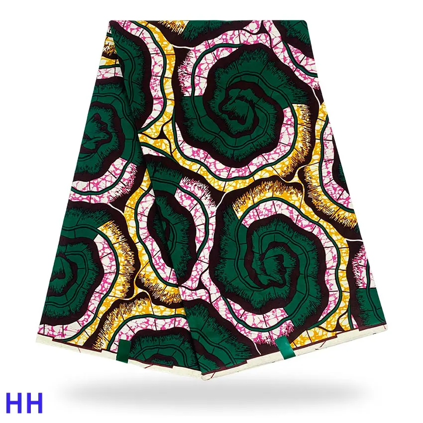 

Nigerian Real Wax Fabric African Cotton Clothing Printed Dress for Christmas Party H210803