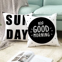 black white geometric cushion cover 45x45 letter pillowcase sofa cushions decorative pillows polyester home decor pillow cases