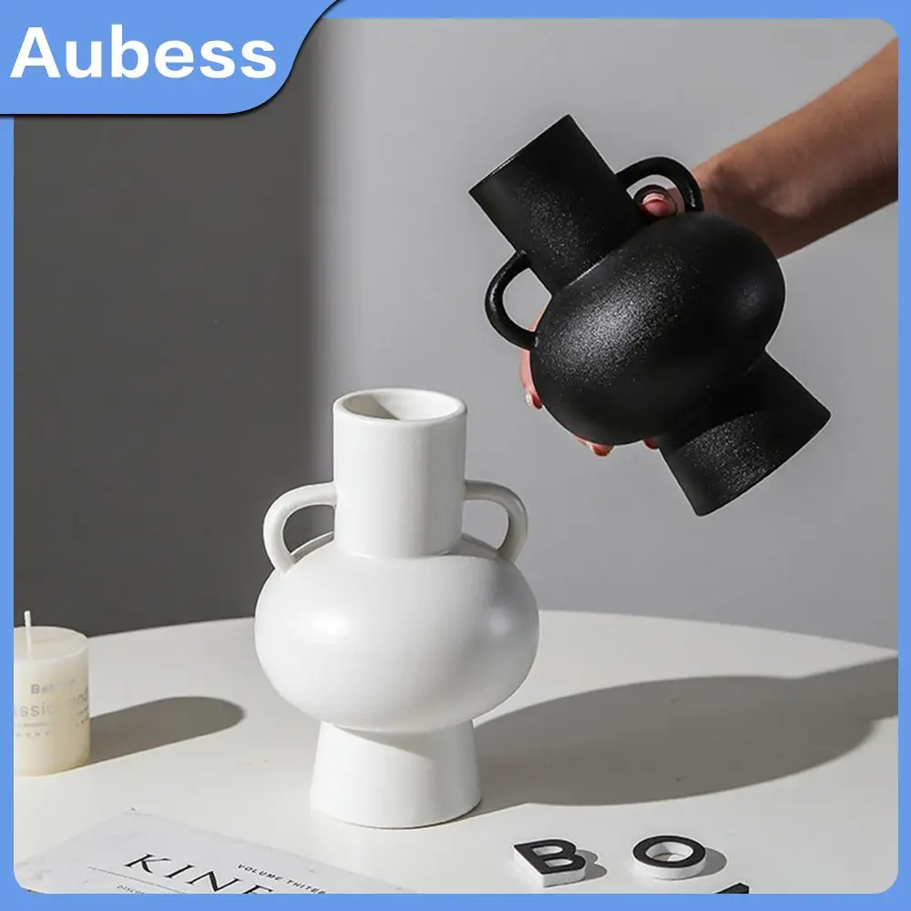 

Nordic Double Ear Ceramic Interlocking Vase Bride Shower Wedding Boyfriend Gift Girlfriend Pampas Grass Living Room Home Decor