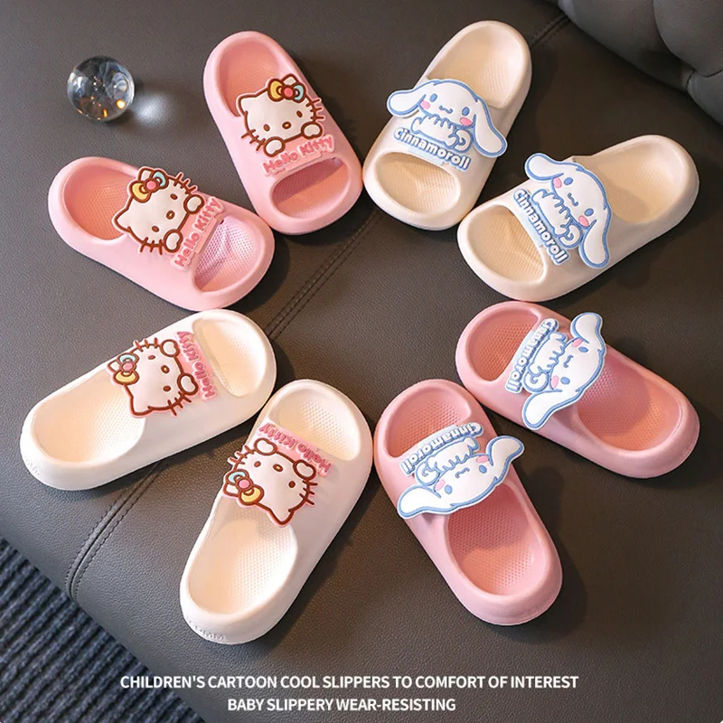 

Hello Kitty Cinnamoroll Girls Summer Slippers Cartoon Indoor Home Non-Slip Bathroom Comfortable Children Baby Sandals Gifts