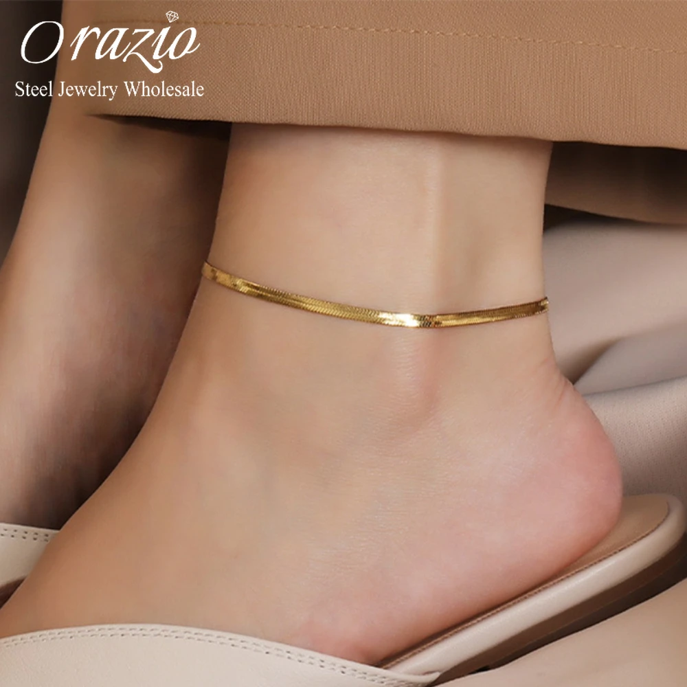 Orazio Snake Chain Anklet Bracelet for Women Men Girls Beach Stainless Steel  Anklets Fashion Jewelry Gifts Not Allergic
