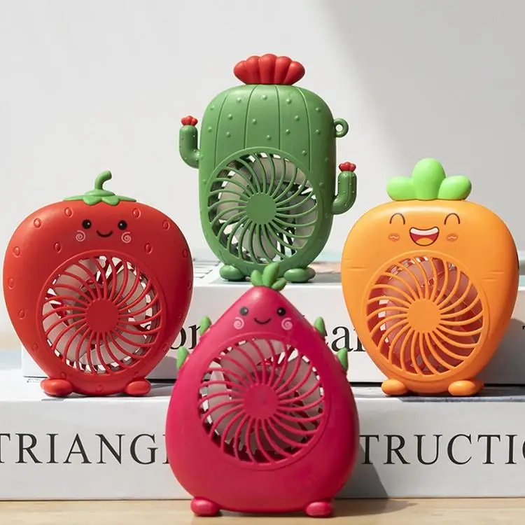 

2022 Cute Fruit USB Charging Cartoon Small Fan Mini Portable Desk Pocket Fan