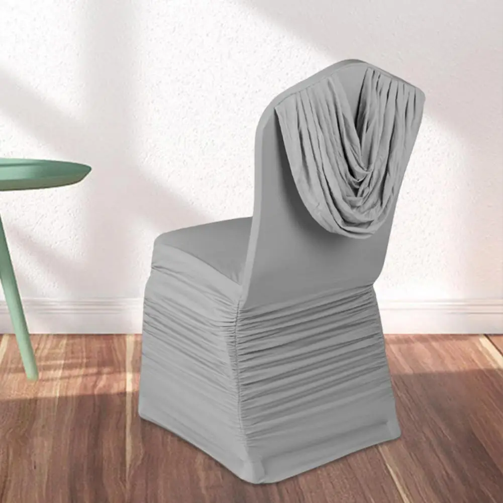 

Модный нескользящий чехол на стул, однотонный пылезащитный чехол для стула, Декор для дома, отеля, обеденного стула с рюшами