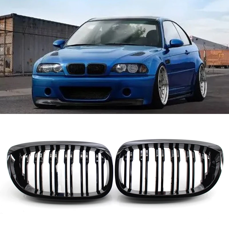 

M Gloss Black Grilles Car Front Kidney Grill Grille For BMW 3 Series E46 2-Door 2DR 2002-2005 Auto Accessories Racing Grills