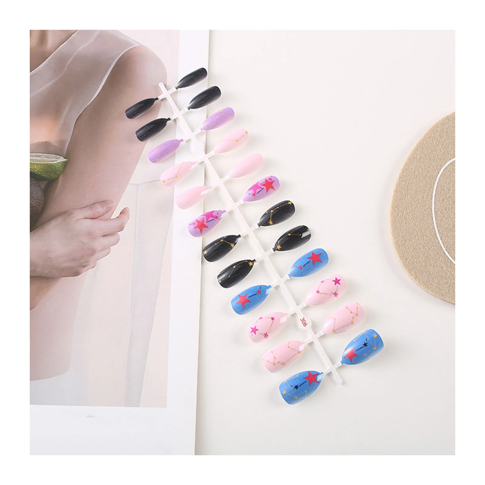 

24 шт. 3D Ногти ручной работы уникальный дизайн прессованные ногти для дизайна ногтей для начинающих практики