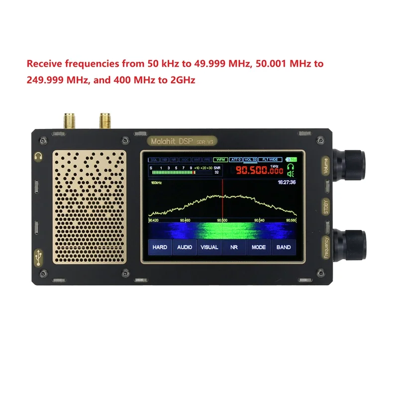 

1.10D 3.5 Inch IPS 50Khz-2Ghz Radio Digital Receiver Portable Flying Fish Version Malachite Receiver DSP SDR Radio Receiver