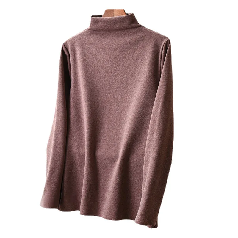 Winter High Collar Long Sleeve Thermal T-shirt Women's Large Base Coat Thermal Underwear Tops Thick Solid Three Second Fast Heat