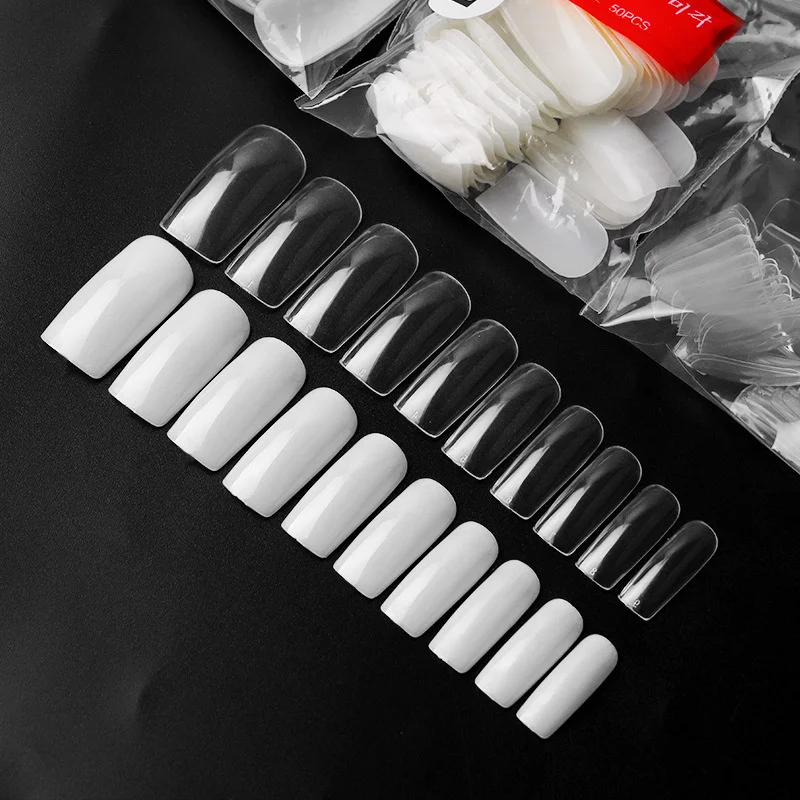 

500Pcs/Bag Super Long Half/Full Covered French Nail Tips Artificial Ballerina Clear/Natural/ False Coffin Nails Art Tips