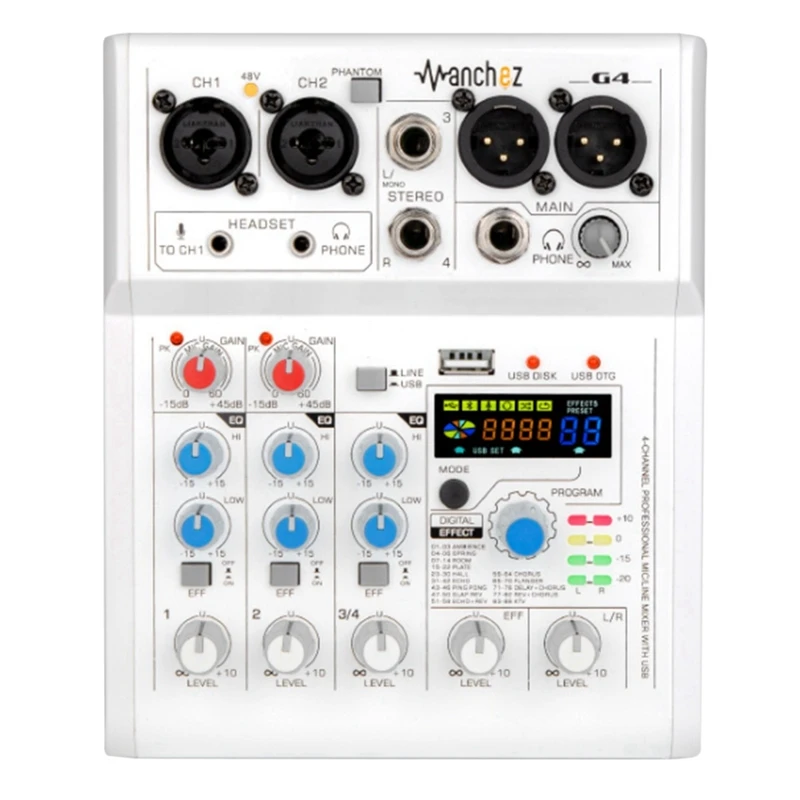 

G4 4 Channel USB Bluetooth 88 Mixing Effects Sound Card Audio Mixer Sound Board Console Desk System Interface