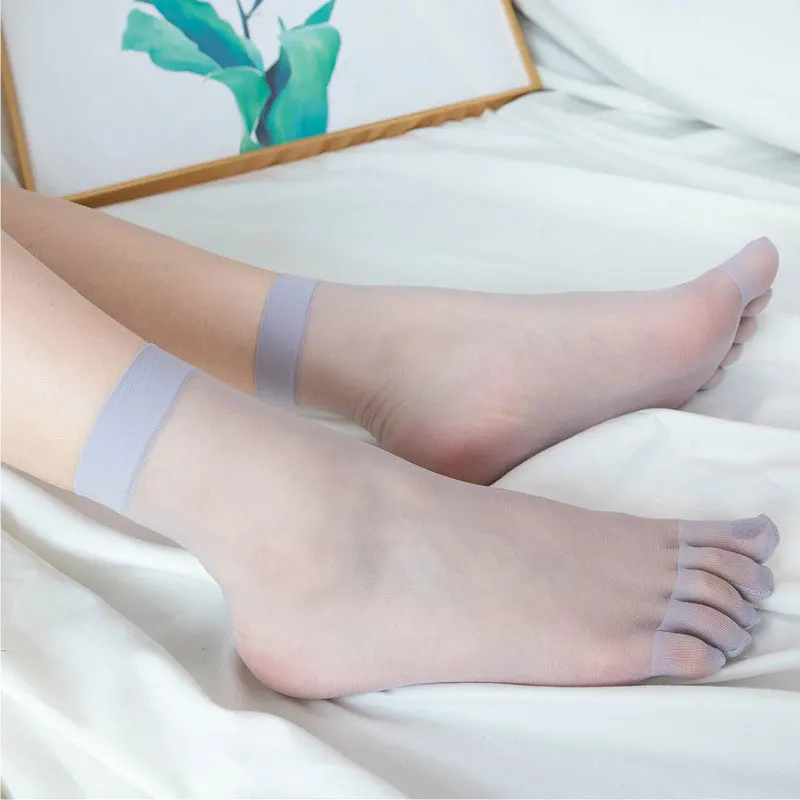 Летние женские прозрачные ультратонкие носки с раздельными пальцами дышащие