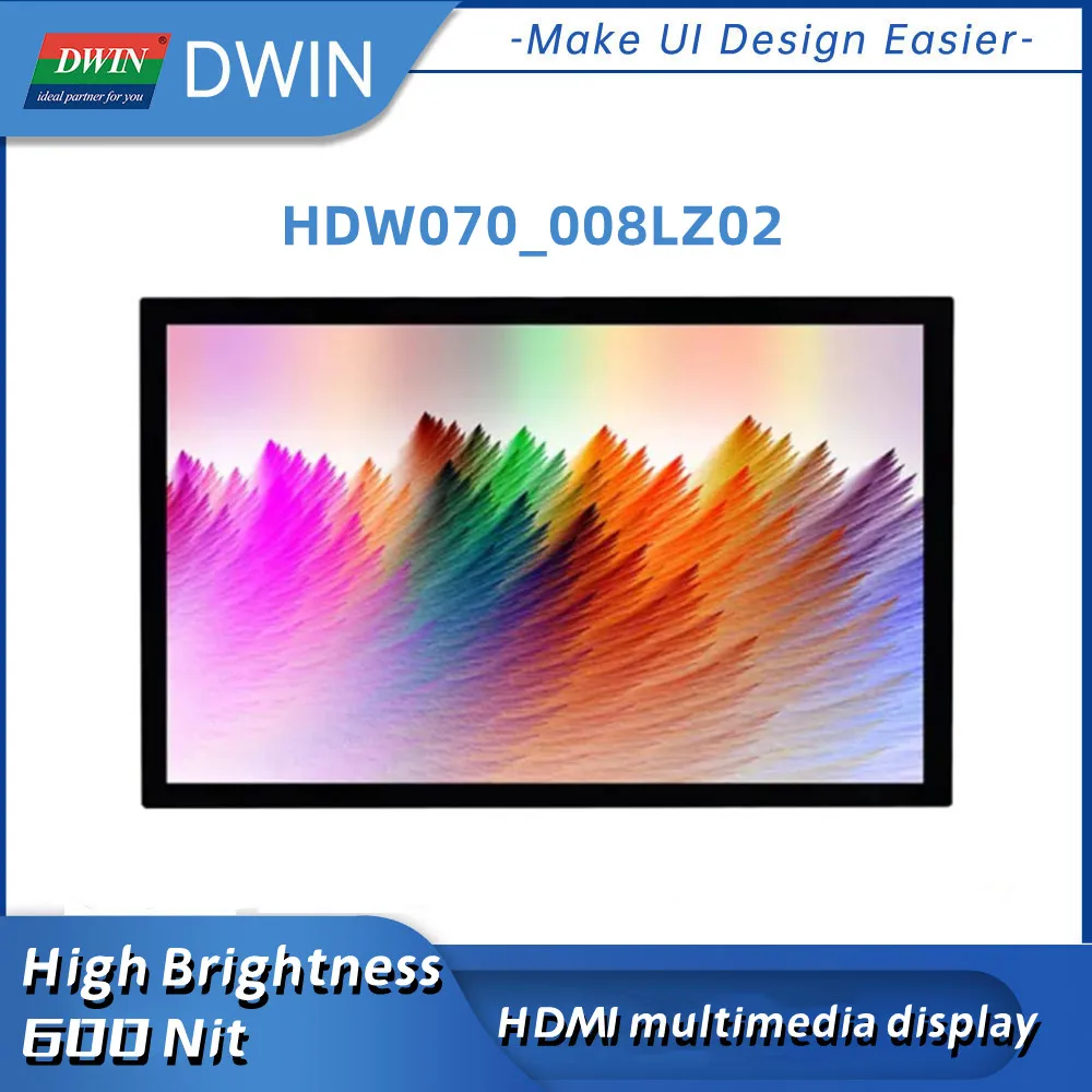

Dwin 7 Inch HDMI Multimedia Display High Brightness 600 Nit 1024x600 Resolution IPS TFT LCM