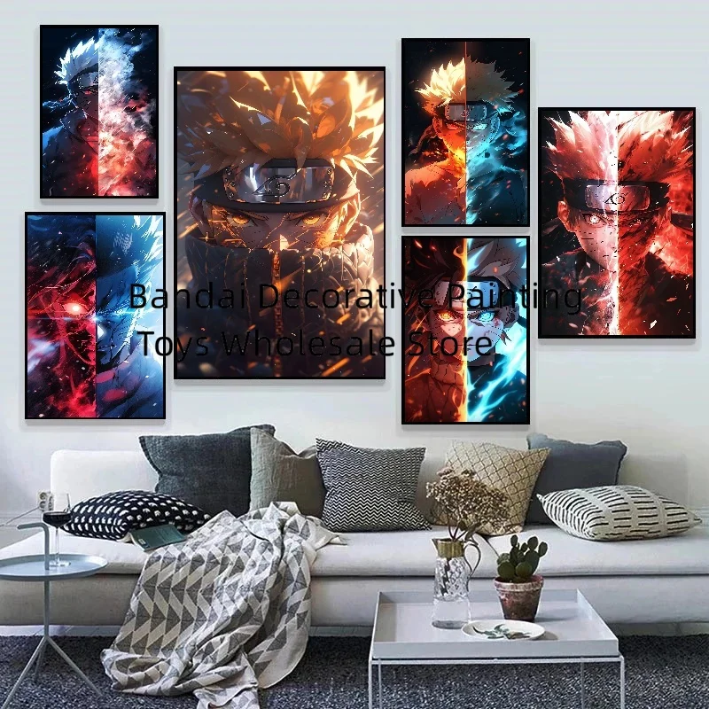 

Naruto Poster Kakashi Sasuke Itachi Uchiha Akatsuki Anime Character Canvas Painting for Modern Home Decoration Aesthetic Gift