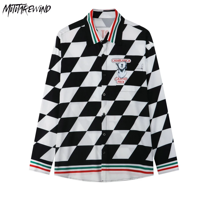 

Рубашка мужская с длинным рукавом, праздничная пляжная одежда с принтом, повседневный Свободный кардиган оверсайз, топ с отложным воротником, летняя одежда