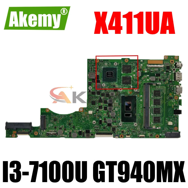 

Akemy X411UA Laptop motherboard for ASUS VivoBook-14 X411UQ S4200UQ original mainboard I3-7100U GT940MX