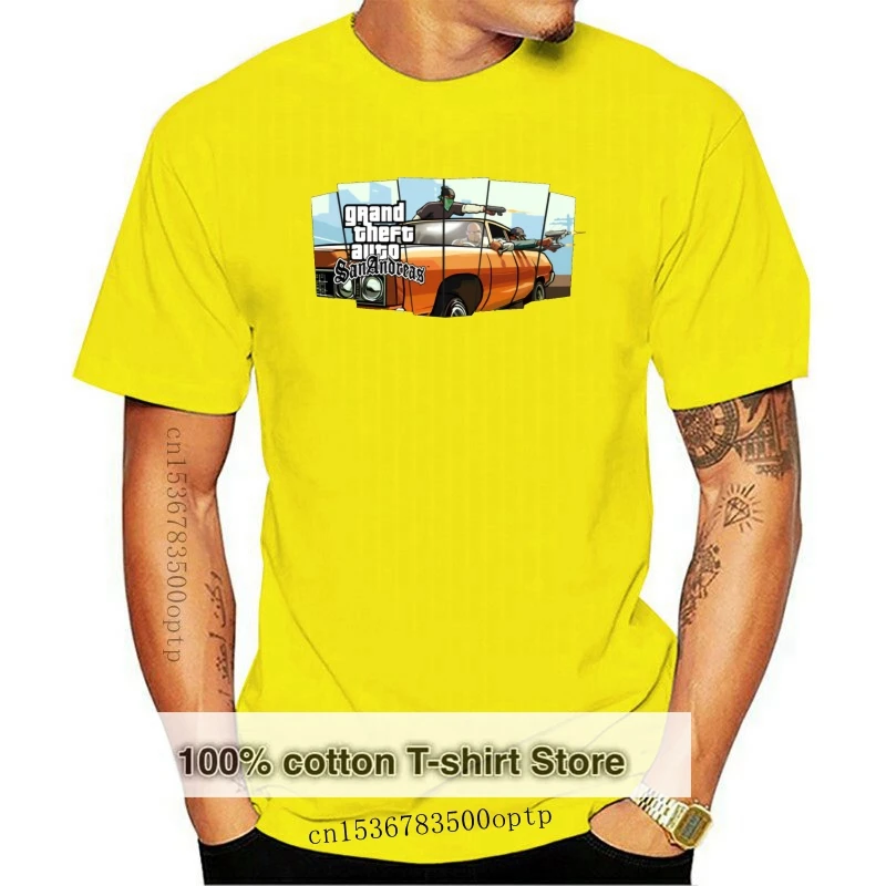 

Fitted Men Tops Black T-shirts Grand Theft Auto T Shirt 100% Cotton Fabric Crewneck Short Sleeve TShirt Summer Clothes Oversized