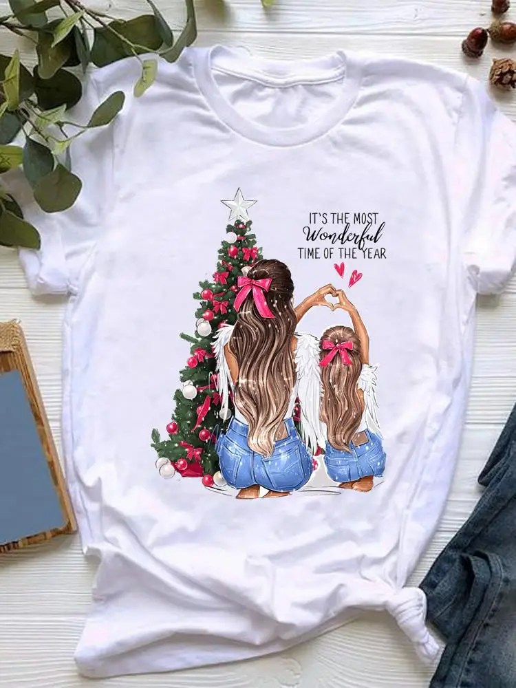 

Merry Christmas Women Clothing Tee Top Graphic T-shirt Mom Mother Mama Love Holiday Clothes Fashion Basic Print T Shirt
