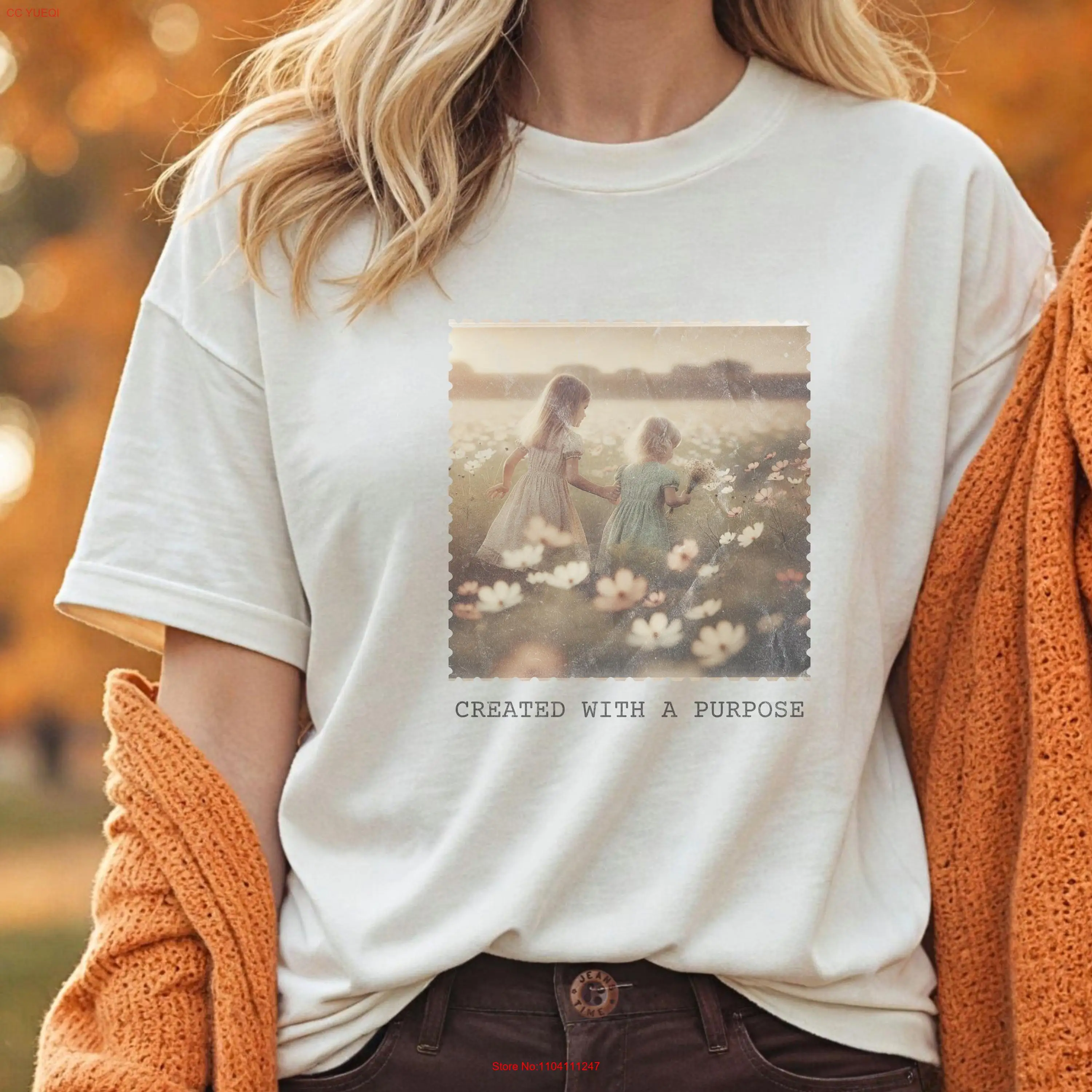 Comfort Colors Created with a Purpose Religious T Shirt Christian Bible Verse Faith Womens God long or short sleeves