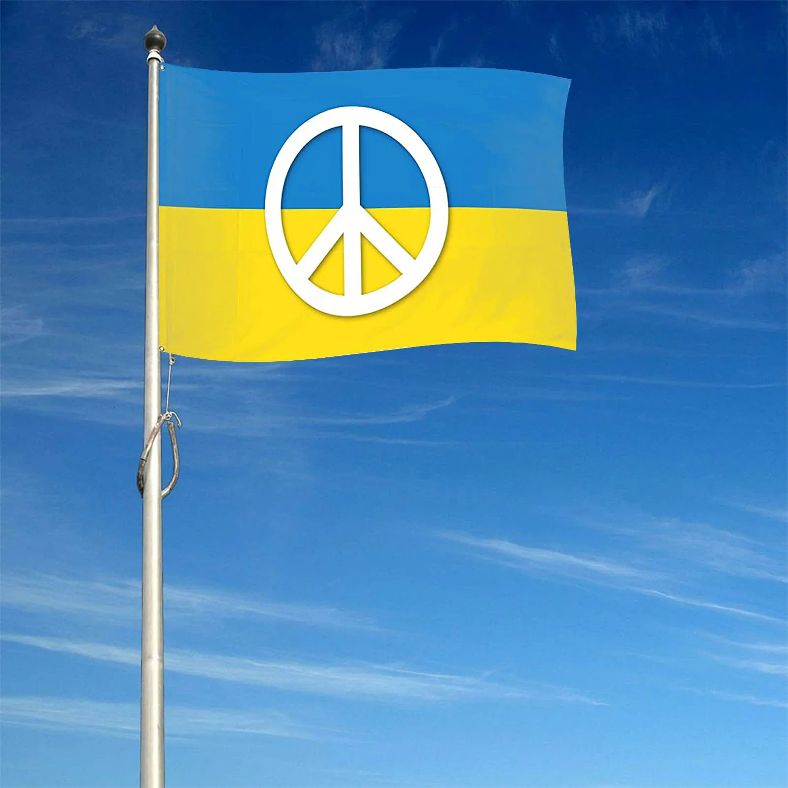 

NEW Ukraine flag 90X150cm Ukrainian People's Republic Flag With Coat of Arms Polyester Brass Grommets National Printed Flags