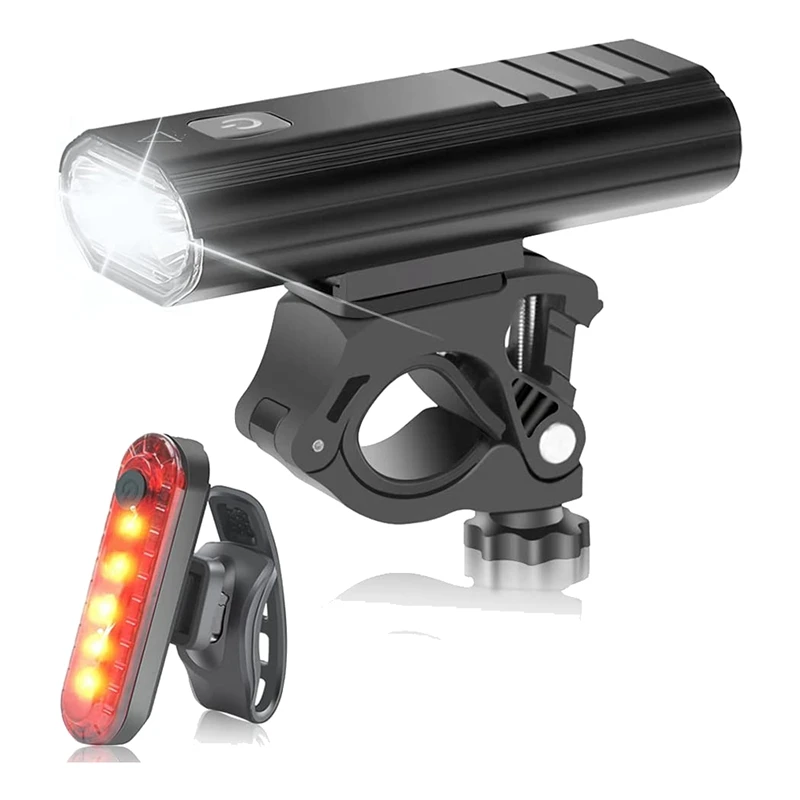 

Bike Light Set USB Rechargeable,1200LM 5200 Mah LED Bicycle Front Headlight And Back Taillight, IP65 Waterproof