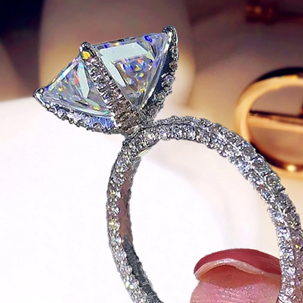 

Huitan Square Princess Cubic Zirconia Wedding Rings Women Paved AAA CZ Stone Simple Versatile Female Finger Ring Fashion Jewelry