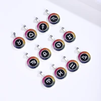 s925 rainbow necklace jewelry coin pendant queen pattern 12 constellations 26 letters evil eye for couple