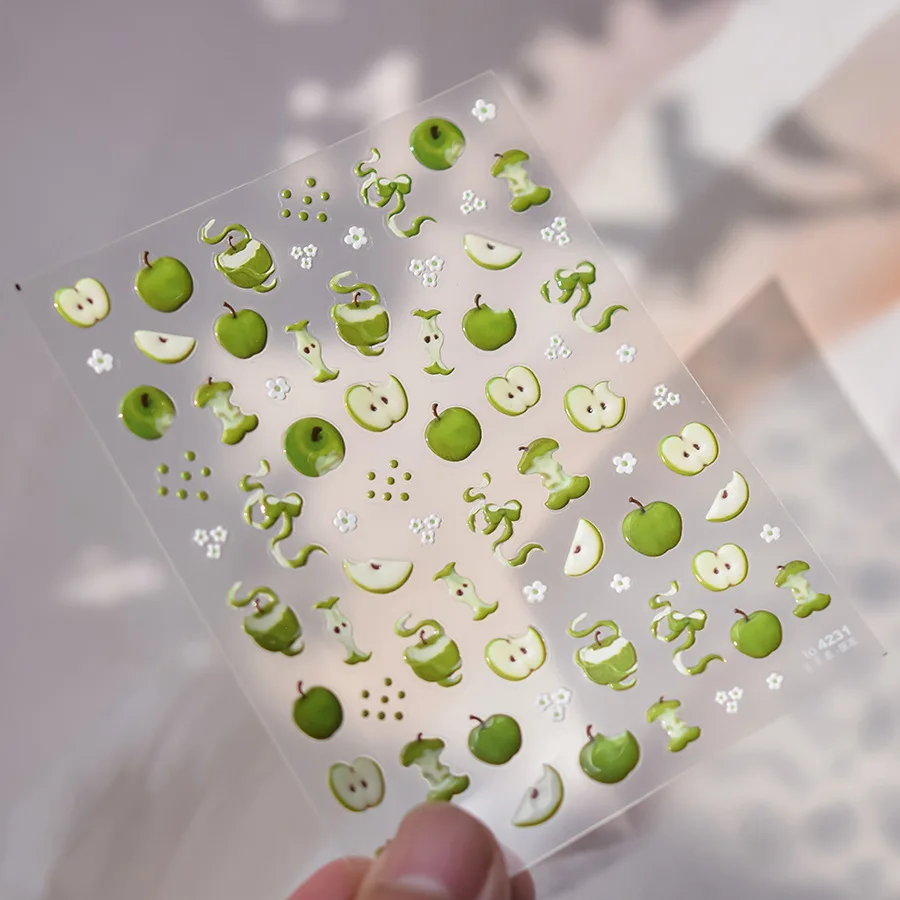 1 лист желе красные и зеленые яблоки дизайн ногтей наклейки самоклеящиеся для