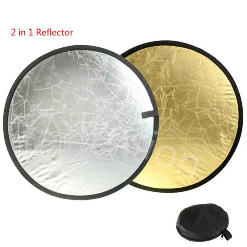 

2 In 1 Reflector Plate 30CM Round Gold Silver Portable Foldable Fill Light Mini Live Lighting Photo Photography Fill Light Tools