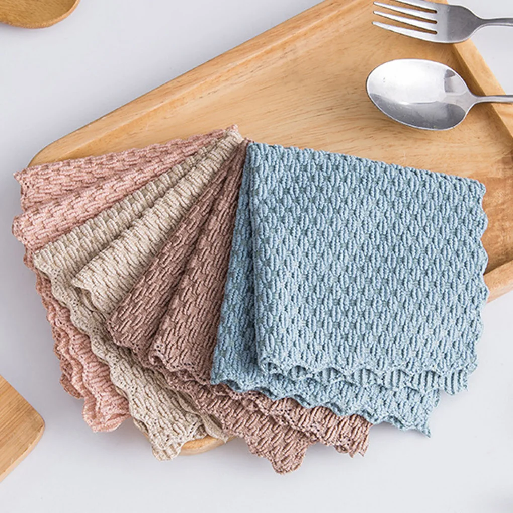 

1/5Pcs Kitchen Anti-grease Wiping Rags Efficient Super Absorbent Microfiber Cleaning Cloth Kitchen Washing Dish Cleaning Towel