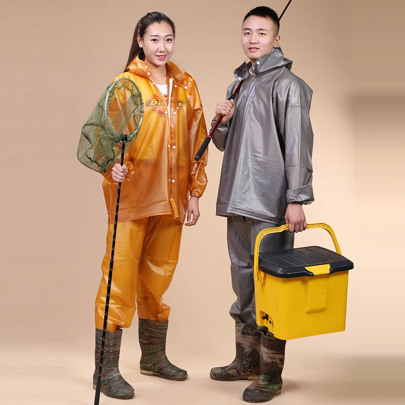 

Men Women Cycling Waterproof Raincoat Rain Pants Set Outdoor Climbing Fishing Hiking Water Repellent Rain Coat Wading Pants