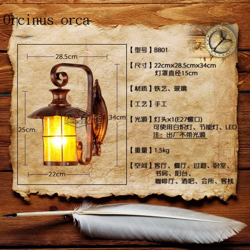 Американский антикварный водонепроницаемый уличный настенный светильник для