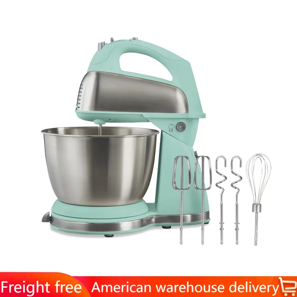6 Speeds Blender Kitchen Mixer Aqua Blue 4 Quart Stainless Steel Bowl Classic Stand Mixer 64658 Machine Electric Portable Home