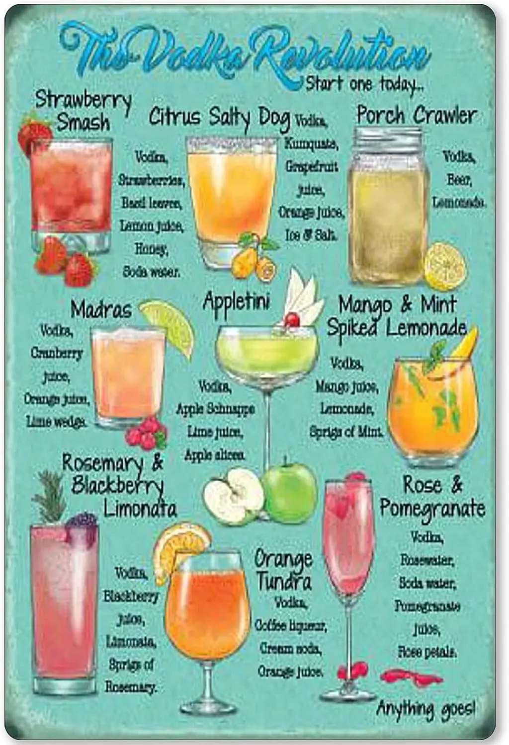 Br Tn Sgn Ретро Cocktl Drnk Плакат Club Cfe Resturnt Home Ktchen Wll Decorton 8x12 nches