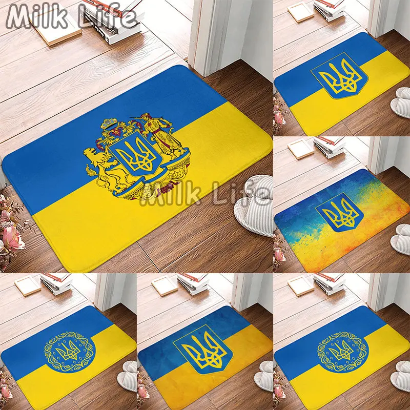 

Ukraine Flag Logo Door Mat for Show Flannel Floor Kitchen Carpet Bathroom Mat Kitchen Mats for Floor Decor Outdoor Mat