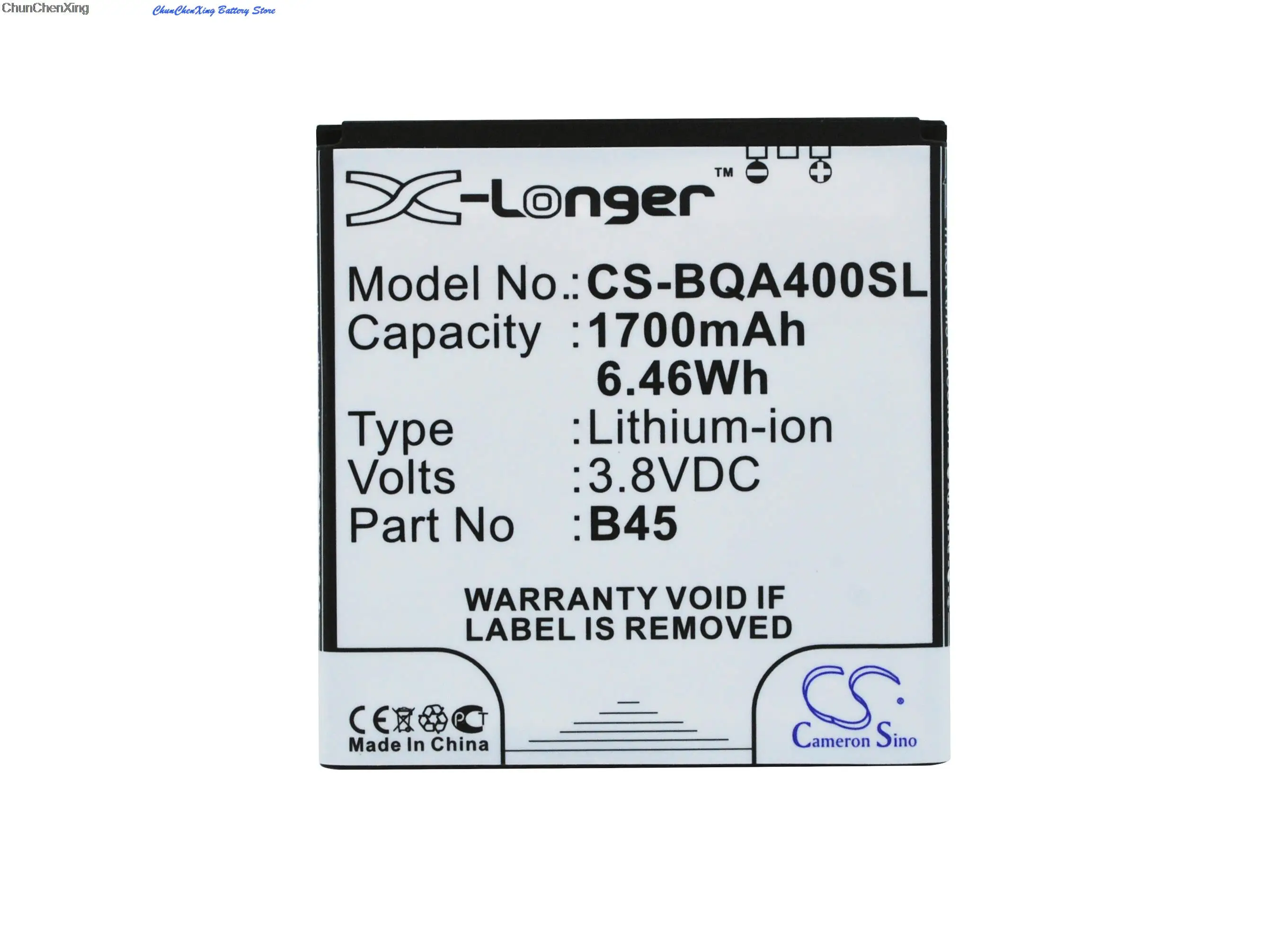 Аккумулятор Cameron Sino 1700 мАч B45 BT-1500-252 для BQ Aquaris 4 Malata i10