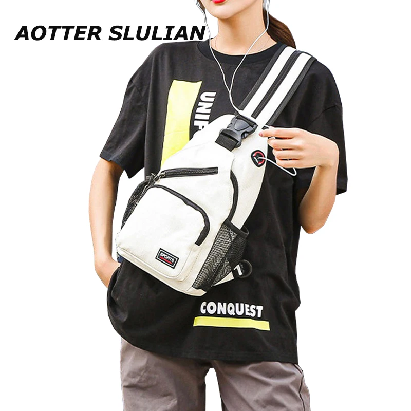 

Simple Brand Female Chest Bag Multifunctional Backpack High Quality Canvas Febric Shoulder Bag Men Women Travel Hiking Backbags