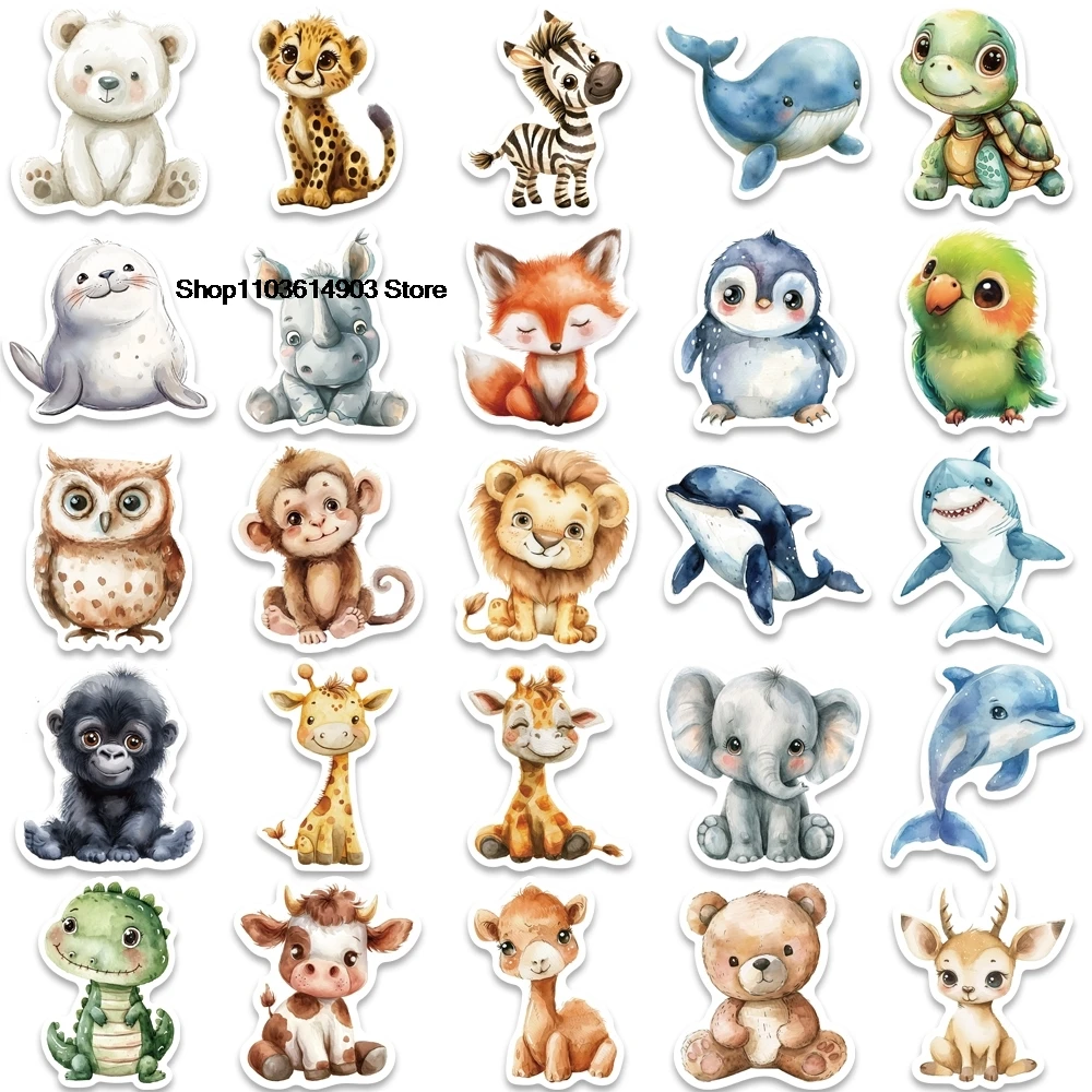 50 шт. водонепроницаемые наклейки на стену из ПВХ в виде животных